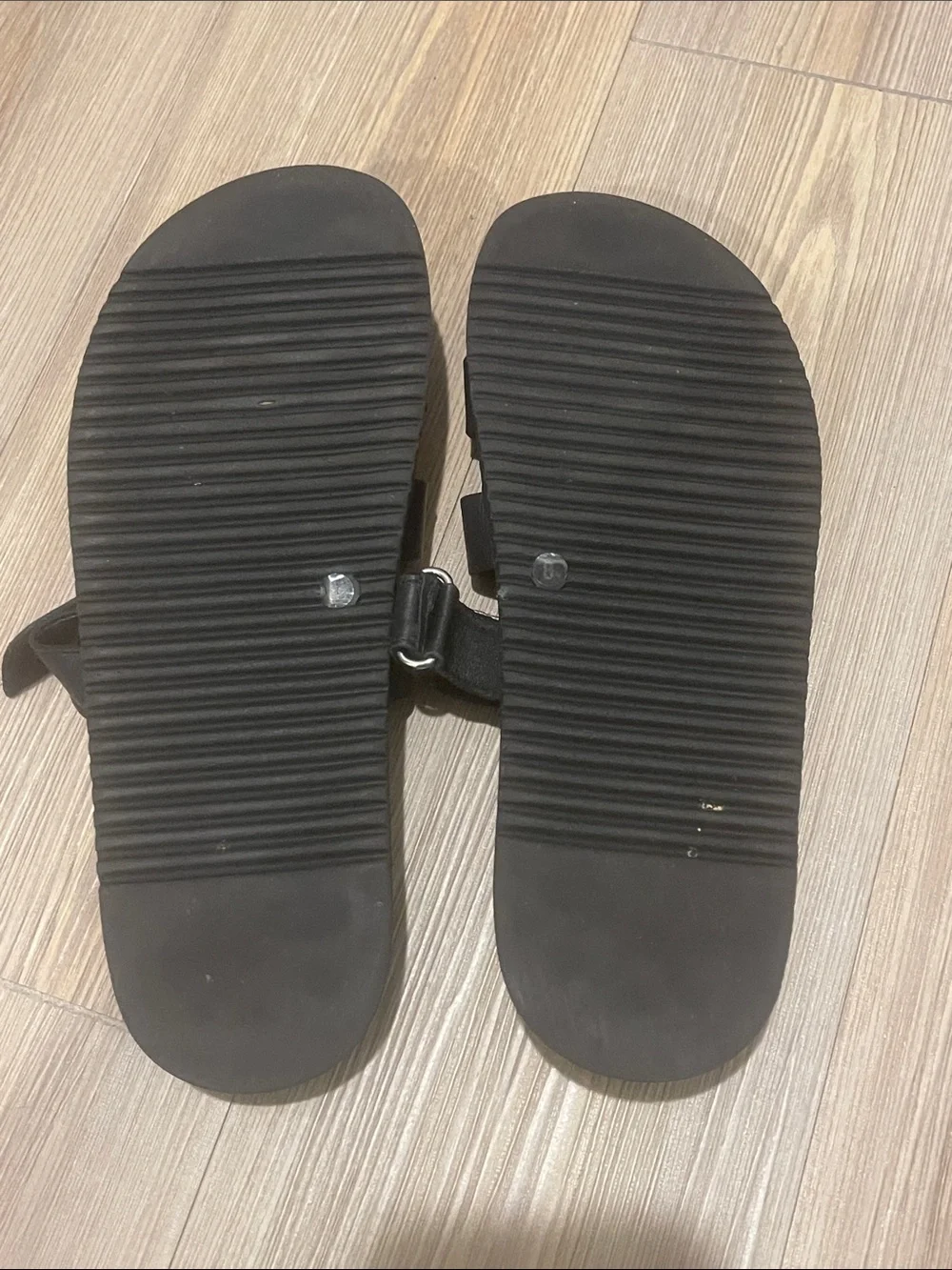 These are Steve Madden Mayven Sandals in black leather featuring a molded . - Picture 6 of 7